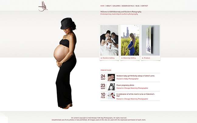 Screenshot of HJB Maternity and newborn photography by Heidi Brady